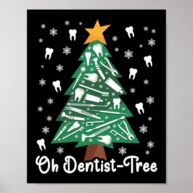 Póster Dentista Dental Ohh Dentist - Árbol de Navidad (Frente)