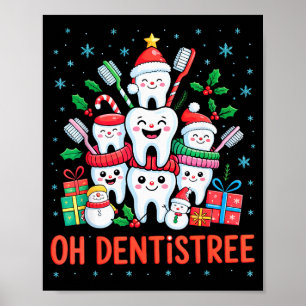 Póster Dentista divertido de Navidad Xmas dental Oh Denti