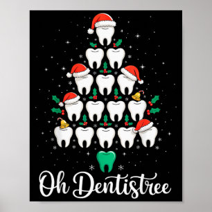 Póster Dentista divertido de Navidad Xmas dental Oh Denti