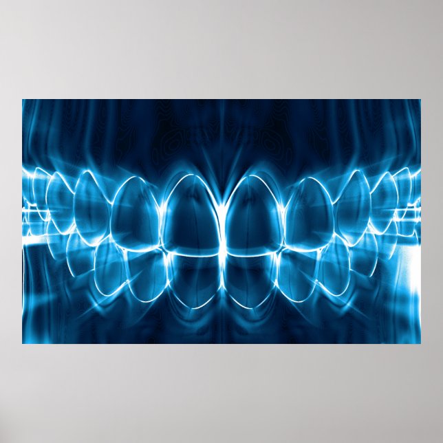 Póster Dentista Poster ortodoncista de dientes azules bri (Frente)