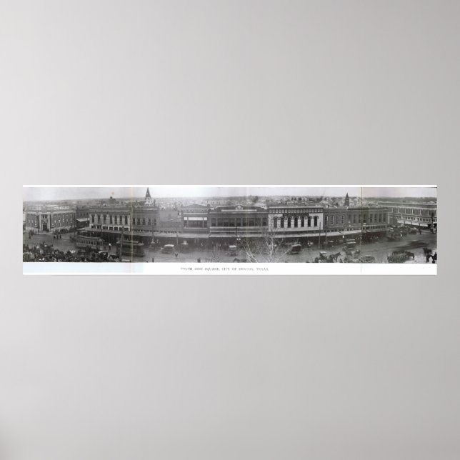 Póster Denton, Texas - lado sur de la plaza principios de (Frente)