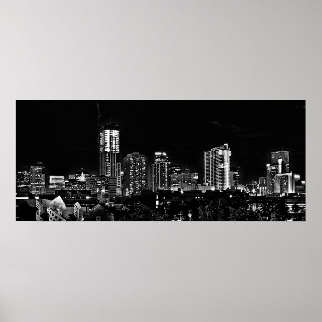 Póster Denver by Night in Black and White (Frente)