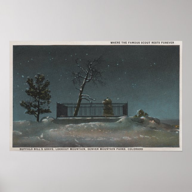 Póster Denver, CO - Vista de la tumba de Buffalo Bill (Frente)