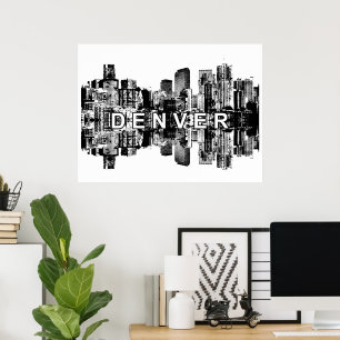 Póster Denver, Colorado en blanco y negro