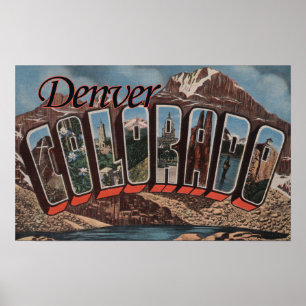 Póster Denver, Colorado - Escenas de letras grandes