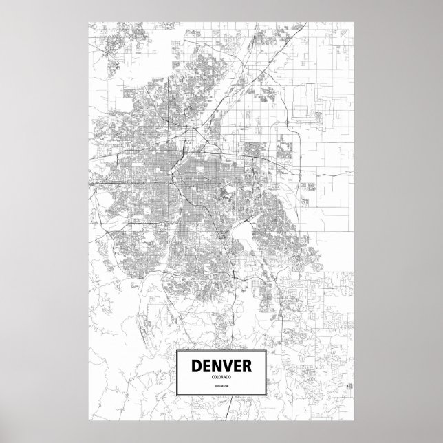 Póster Denver, Colorado (negro sobre blanco) (Frente)