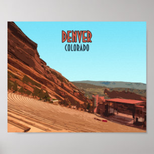 Póster Denver Colorado Red Rocks Vintage