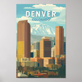 Póster Denver Colorado Travel Art Vintage