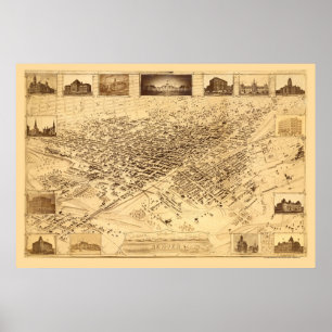 Póster Denver, mapa panorámico del CO - 1881
