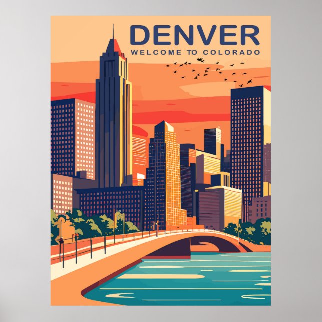 Póster Denver, Río Southplatte, Colorado, Viajes (Frente)