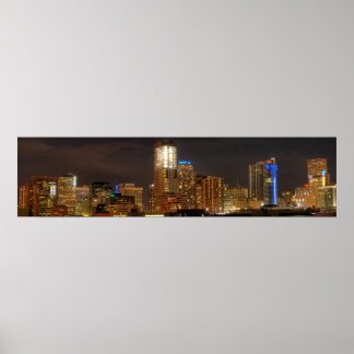 Póster Denver Skyline por noche