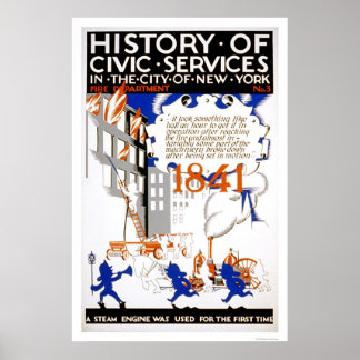 Póster Departamento de Bomberos Steam NYC 1936 WPA