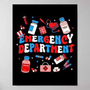 Póster Departamento De Emergencia Er Enfermera Bandera Es