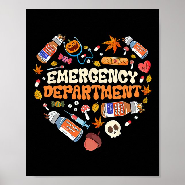 Póster Departamento De Emergencia Er Enfermera Corazón Ca (Frente)