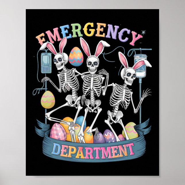 Póster Departamento de Emergencia Funny Skeleton Dancing  (Frente)