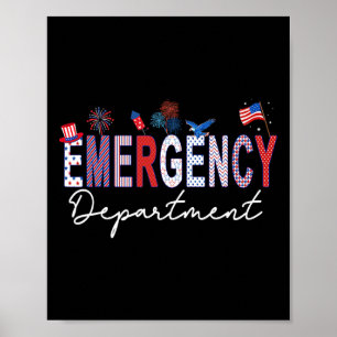 Póster Departamento de Emergencias 4 de Julio EE. UU. Sal