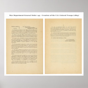 Póster Departamento de Guerra Orden General 143 tropas de