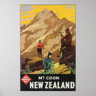 Póster Departamento De Turismo Gubernamental Mt Cook Nuev