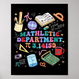 Póster Departamento Retro Mathletic Día Pi 3.14 Matemátic