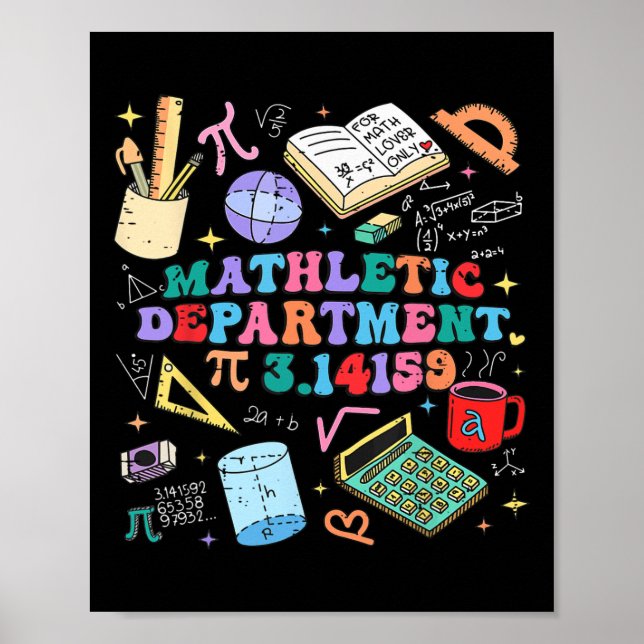 Póster Departamento Retro Mathletic Día Pi 3.14 Matemátic (Frente)