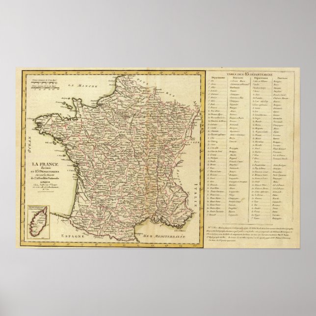 Póster Departamentos de Francia (Frente)