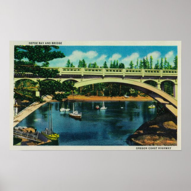 Póster Depoe Bay and Bridge, OregonDepoe Bay, OR (Frente)