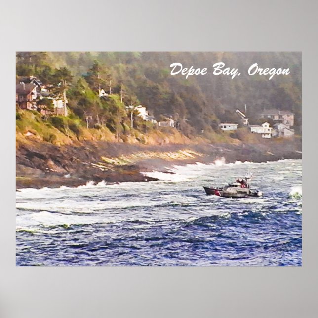 Póster Depoe Bay, Poster de Oregon (Frente)