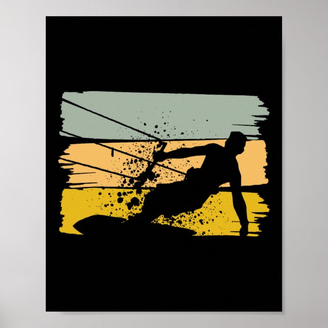 Póster Deporte Acuático Vintage con Cometa, Kiteboarding, (Frente)