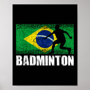 Póster Deporte bádminton, bandera retro de Brasil, brasil