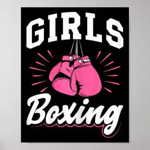 Póster Deporte de boxeo femenino Kickboxing Guantes de bo