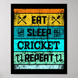 Póster Deporte de cricket Equipo de cricket Come Duerme J