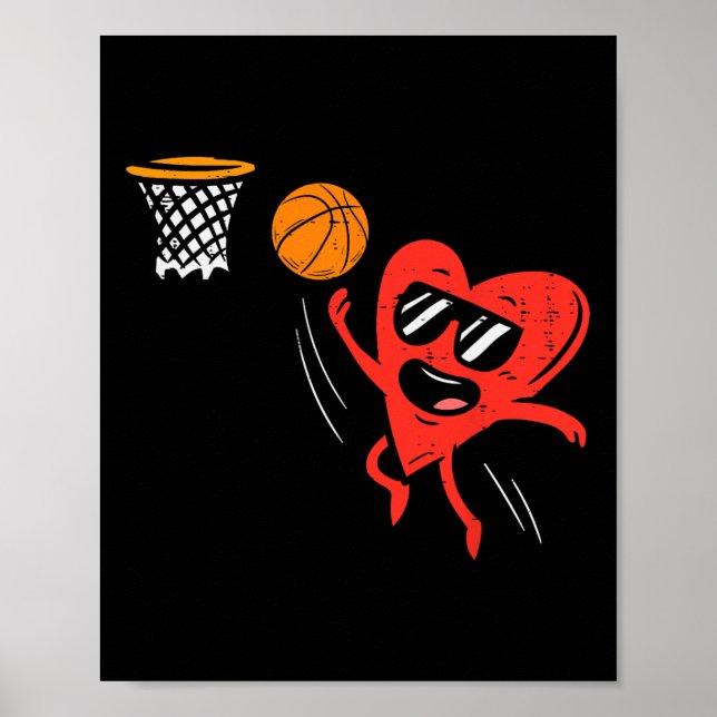 Póster Deporte de Día de San Valentín lindo Bysketbyll (Frente)