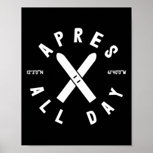 Póster Deporte de esquí de invierno genial todo día despu