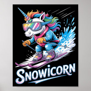 Póster Deporte de invierno de esquí esquiador divertido e
