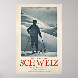 Póster Deporte de invierno en Suiza cartel de viaje vinta