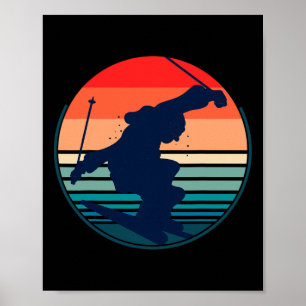 Póster Deporte de invierno retro Esquí Esquiador Instruct