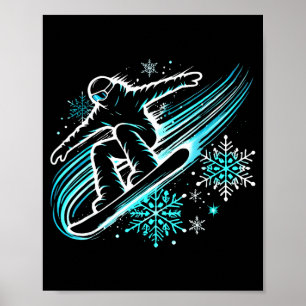 Póster Deporte de nieve divertido snowboard snowboarder m