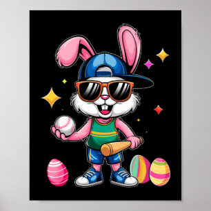 Póster Deporte de Pascua Feliz Conejo de Pascua Jugando V