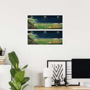 Póster Deportes Antiguos, Partido de Béisbol Nocturno