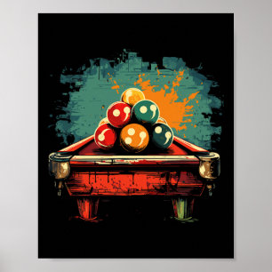 Póster Deportes Cubiertos De Estilo Comic Billiard
