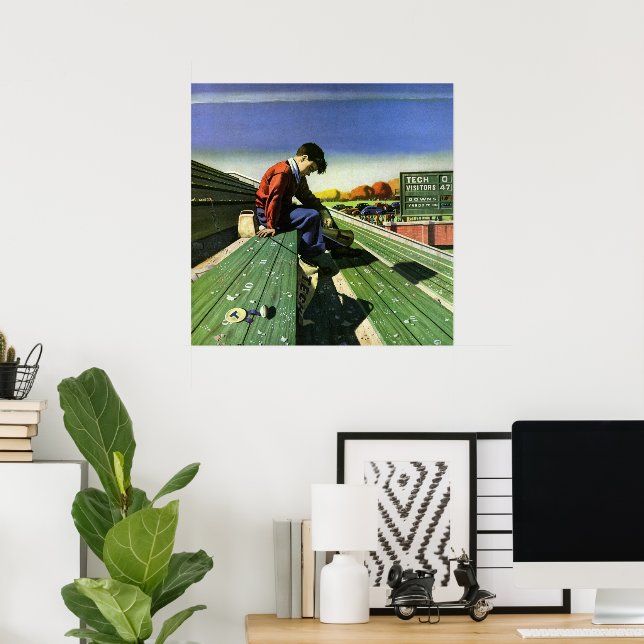 Póster Deportes de época, fanático del fútbol triste con  (Oficina en casa)