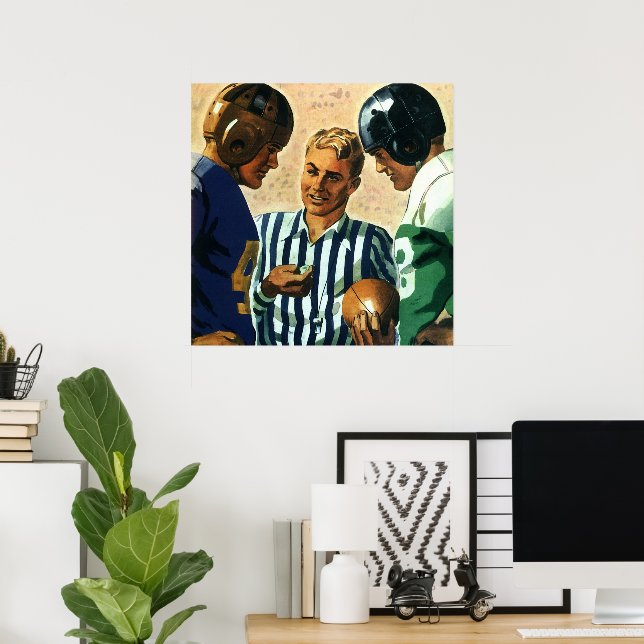 Póster Deportes de época, moneda de referencia de fútbol (Oficina en casa)