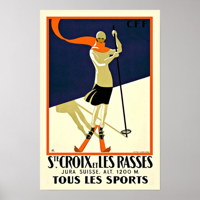 Póster Deportes de esquí de Sainte Croix Les Rasses (Frente)