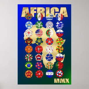 Póster Deportes de Fútbol en África Mundial
