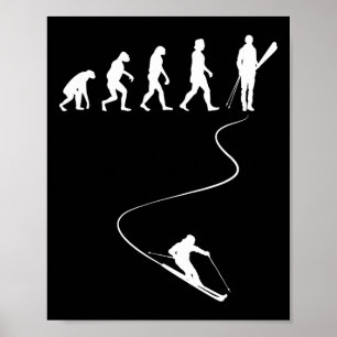 Póster Deportes de invierno de esquí Evolución del amante