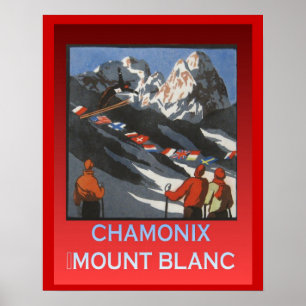 Póster Deportes de invierno del vintage, soporte Blanc de