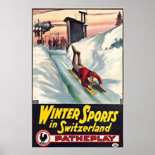 Póster Deportes de invierno en Suiza Gstaad Alpes suizos 
