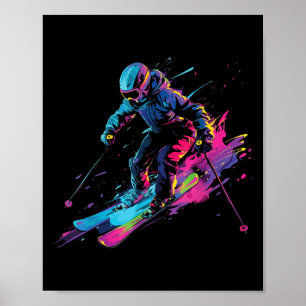 Póster Deportes de invierno Esquí alpino Pintura Salpicad