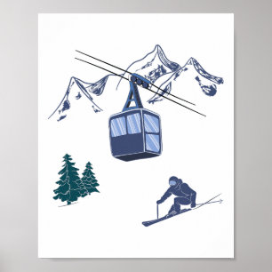 Póster Deportes de invierno Esquí Escena de nieve Resort 