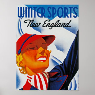 Póster Deportes de invierno Nueva Inglaterra